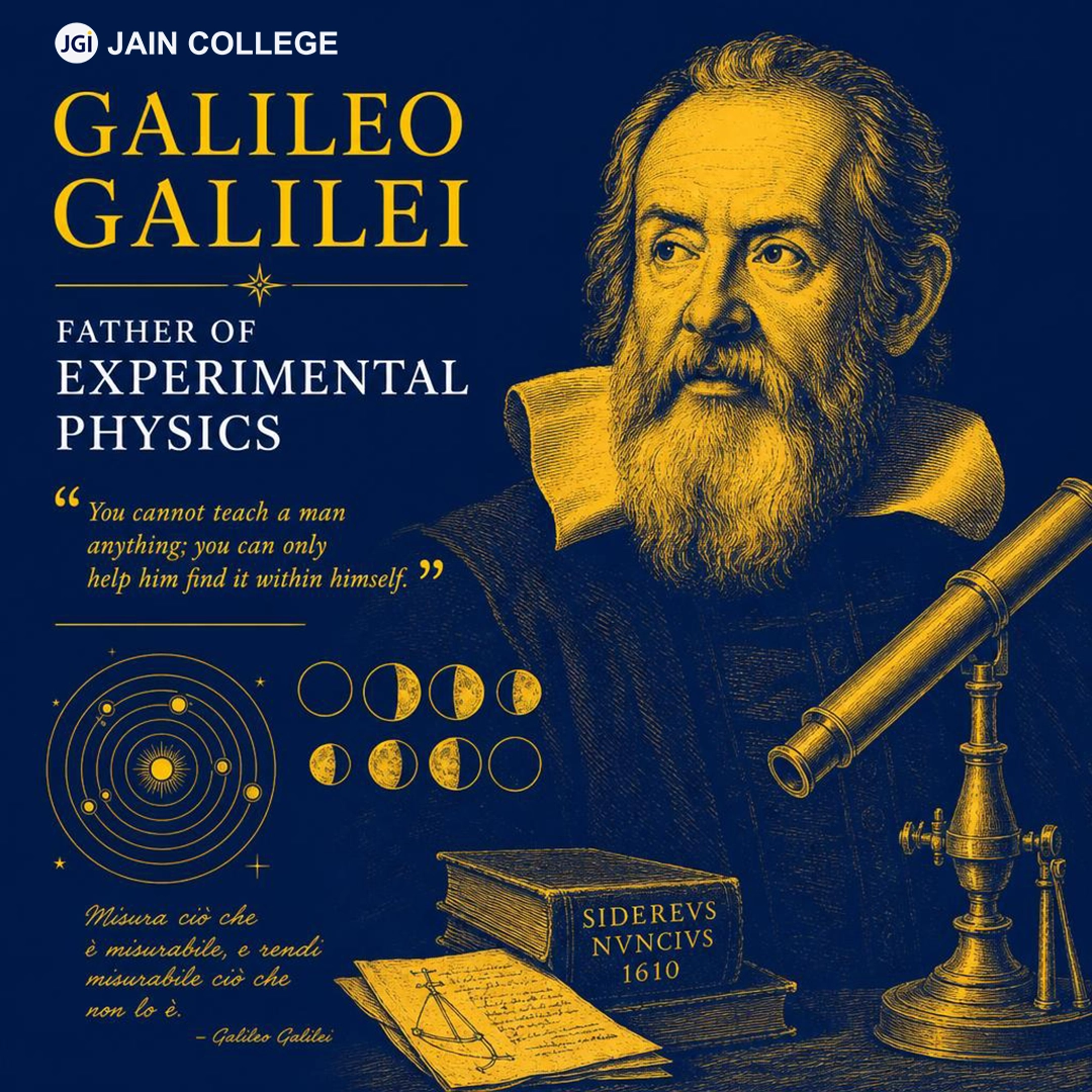 Portrait of Galileo Galilei, the Father of Experimental Physics and modern scientific experimentation