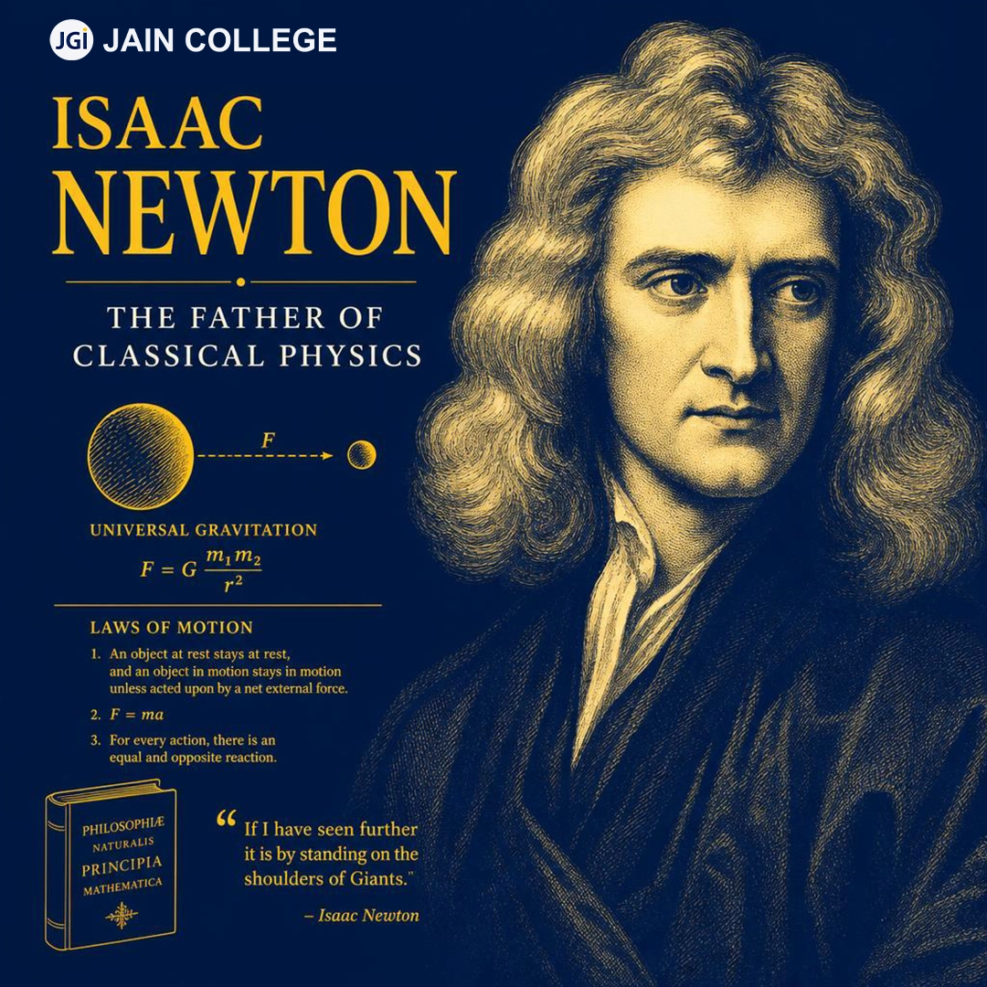 Portrait of Isaac Newton, the Father of Classical Physics and pioneer of modern science