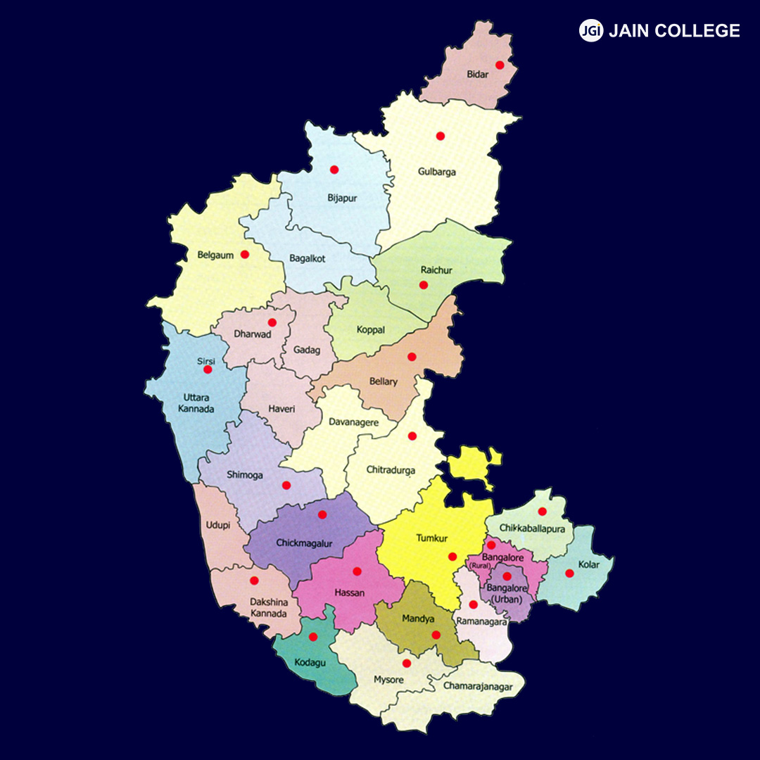 Karnataka districts map with 31 districts 