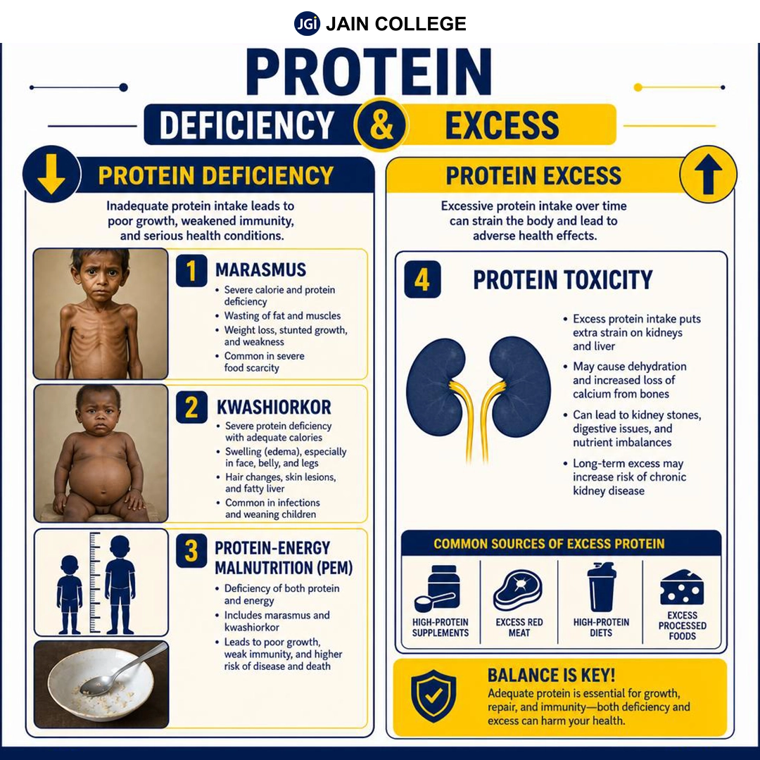 Protein deficiency and excess effects on growth, muscle health, and overall well-being